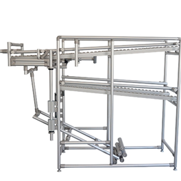 Gravity lifting return material rack